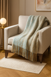 Aqua Faux Mohair Shabby 50"x60" Throw Blanket