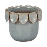 Ceramic Handcrafted Leaf Applique Planter - Seafoam, 6 in.