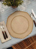 13" Woven Round Octagonal Shape Placemat - Natural
