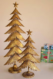 SET OF TWO ANTIQUE GOLD CHRISTMAS TREES