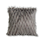 18 Inch Square Gray Three Tone Vegan Fur Pillow