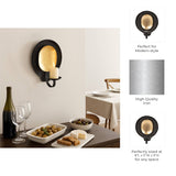 Candle Holder - Black Metal Round Votive Wall Mounted, 9 in.