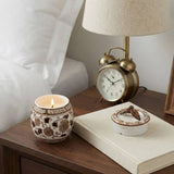 Scented Candle - Peony Brown and White Ceramic, 8.5 Oz