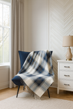 Navy Classic Plaid Tassel Trim 50x60 Inch Throw Blanket