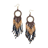 Sachi Beaded Safari Earrings - Open Circle with Bead Fringe