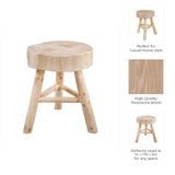 Stool - Ivory/Tan Wood Sturdy Three-Leg Base, 16 in.