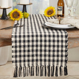 Classic Houndstooth Fringe Table Runner