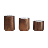 Hemming Modern Walnut Finish Tealight Candle Holder Set of 3