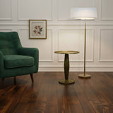 17" Side End Drink Table, Fancy Fluted Base, Round Top