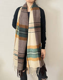 Plaid Fringe Cashmere Ultra Soft Scarf
