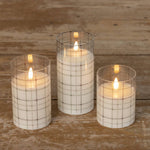 4" ANDRI PLAID GLASS 3D FLAME CANDLE