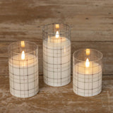 4" ANDRI PLAID GLASS 3D FLAME CANDLE