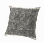 Willy Bordered Modern Rustic Throw Pillow, Gray/White