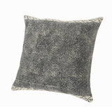 Willy Bordered Modern Rustic Throw Pillow, Gray/White