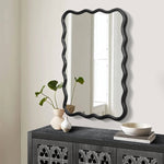 Solid Wood Wavy Rectangle Mirror for Home Decor