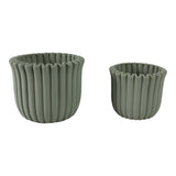 6/8 in. Sage Green Fluted Pottery Planters