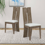 Dining Chair Set of 2 MDF PU Leather Upholstered High Back