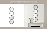 Wall Mirror - Black Wood Glass Modern Four Circles, 48 in.