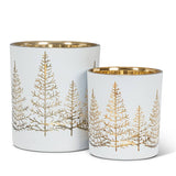 Abbott - Large White/Gold Tree Tealight-4"H-