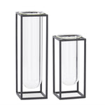 Glass Test Tube Vases in Black Metal Rectangular Frame (2 sizes)