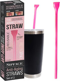 Reusable Straws 12 Inch (2 Pcs.) for Hot & Cold Drinks - BPA-Free Plastic - Dishwasher Safe - Portable Tumbler Straw for Travel - Flattened Hourglass Comfort Design