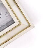 Pravina 3x3 Picture Frame - Carved Bone, Brass Inlay