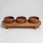 Acacia Wood Server Set with 3 Bowls