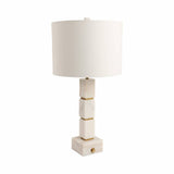 White 27x14 in. Stacked Marble Cubes Table Lamp with Switch