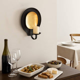 Candle Holder - Black Metal Round Votive Wall Mounted, 9 in.