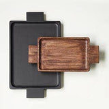 Black Wood Serving Tray With Handles - Large