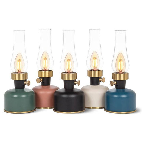 Lantern LED Lamp with Chimney-Black-10.5"H