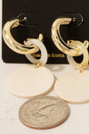 Wood And Shell Link Dangle Hoop Earrings