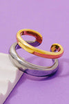 Stainless Steel Two Tone Layered Open Band Ring