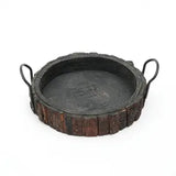 Round Mango Wood Black Serving Tray- 15x15x4.5"