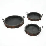 Round Mango Wood Black Serving Tray- 15x15x4.5"
