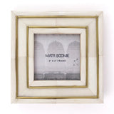 Pravina 3x3 Picture Frame - Carved Bone, Brass Inlay