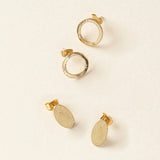 Diya Gold Stud Earrings Set of 2 - Circle, Oval
