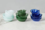 Glass Pinch Pots, Set of 6, Green Tones