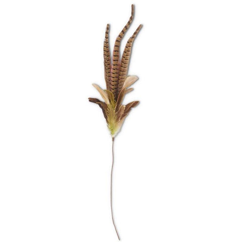 34 Inch Ring Neck Feather Spray w/Green Feathers
