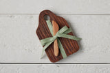 Mini Natural Appetizer Board with Spreader, Sage Green Ribbon