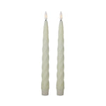 Set of 2 9.75 Inch Cream Spiral LED Taper Candles w/Timer