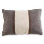 24 Inch Rectangle Stone Washed Canvas Wool Pillow