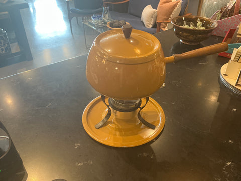 Vintage yellow Fondue pot