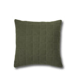 20 Inch Quilted Square Olive Green Wool Pillow