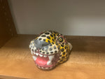 Carved and painted jaguar head