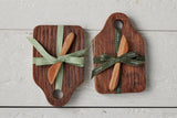 Mini Natural Appetizer Board with Spreader, Sage Green Ribbon