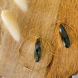 Artemis: Gemstone Tear Drop Hammered Hoop Earring
