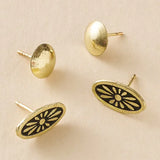 Nisha Ball and Oval Stud Earrings - Gold, Black