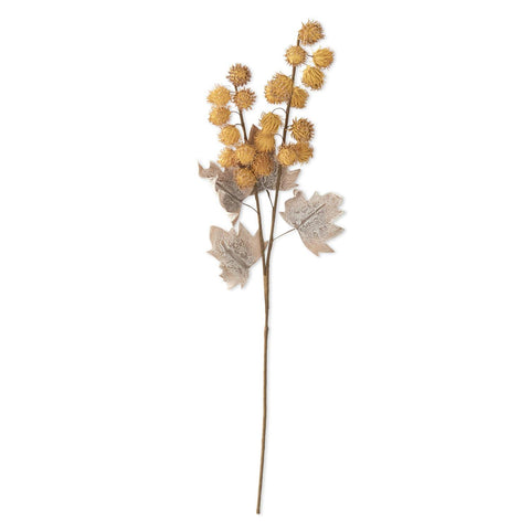 40 Inch Yellow Eva Pod Spray w/Tan Leaves