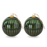 Assorted 7 Inch Green Etched Glass Filled Ornament Candles (2 Scents)